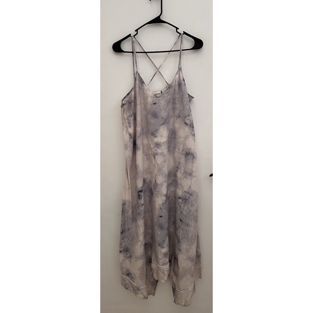 Rachel Zoe Womens Dress Large Maxi Purple Blue Tie Dye Asymmetrical Hem